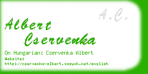 albert cservenka business card